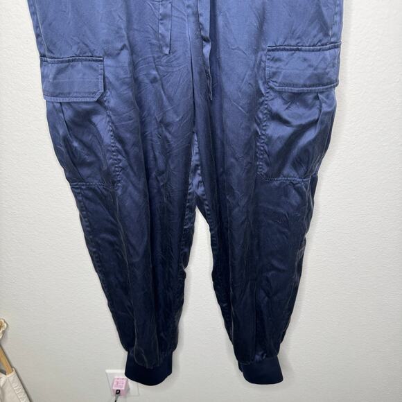 LILYSILK 100% Mulberry Silk Cargo Jogger Pants Navy Blue Women’s Size 10 - Picture 10 of 11